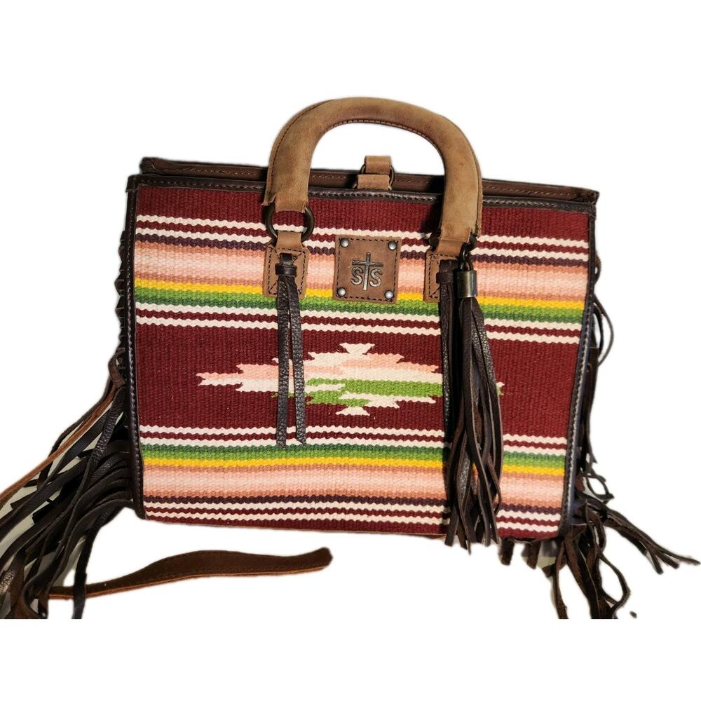 Tribal Print STS Ranchwear XL Leather Serape Western Tote Bag Concealed Carry